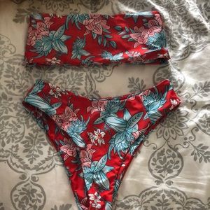 Floral Print High Waisted Swimsuit